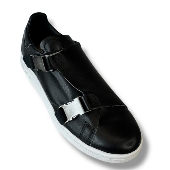 Adidas Stan Smith Slip On Sneakers Buckle Black EE4888 Womens Sz 9 - Picture 1 of 11